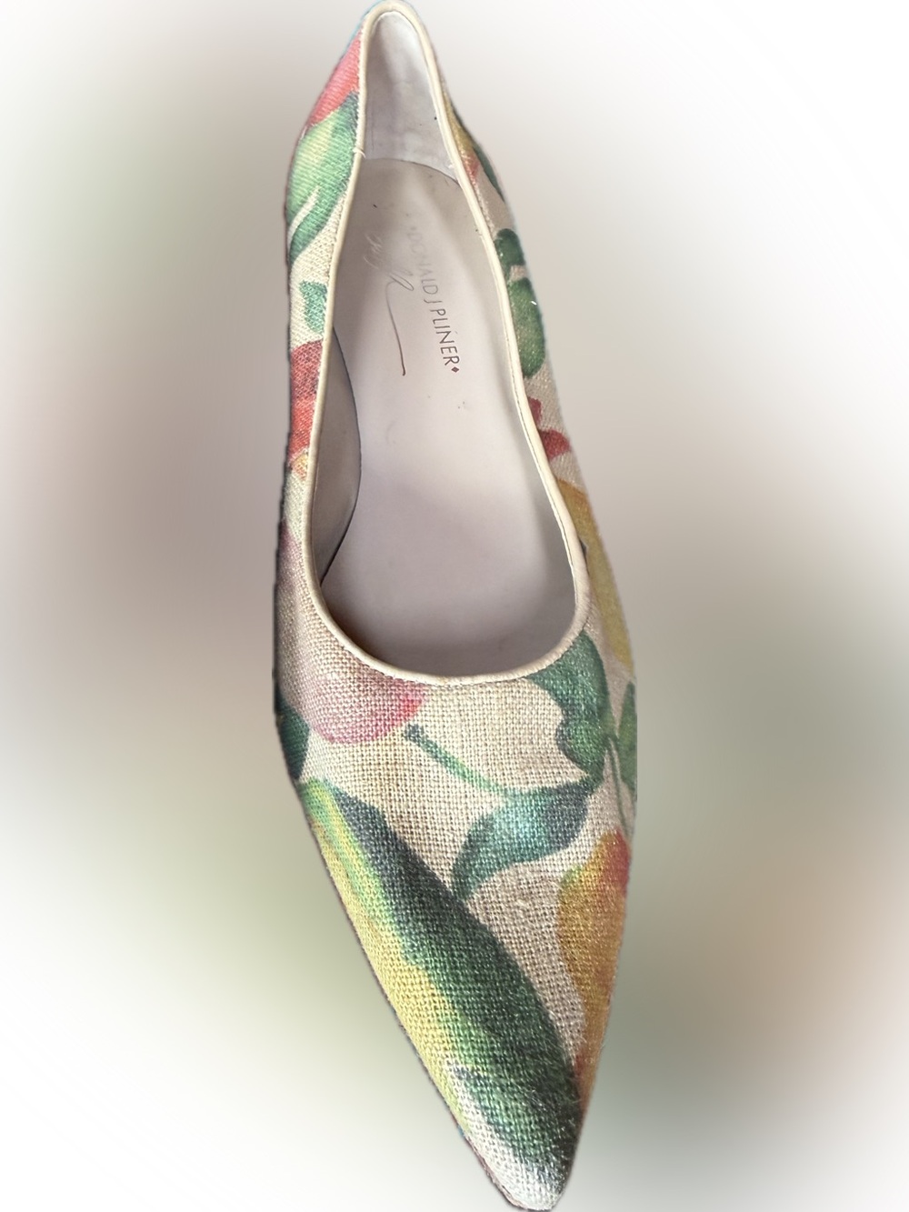 Donald J. Pliner Floral Pointed-Toe Flat in Green, Yellow & Pink